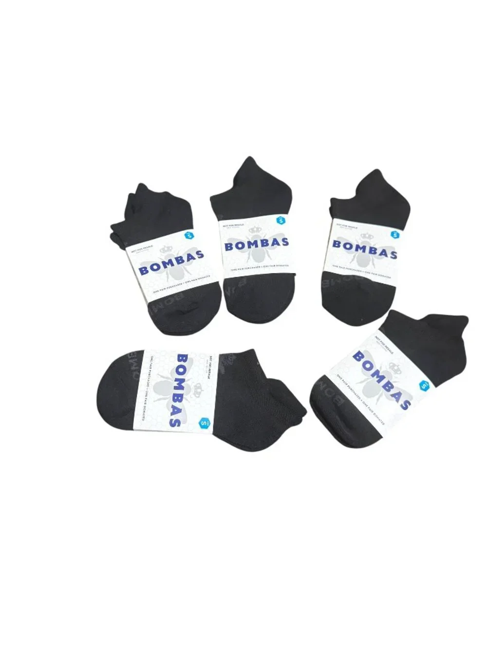 Bombas ankle Sock tech 5-Pack Black size Small honeycomb blister tab performance